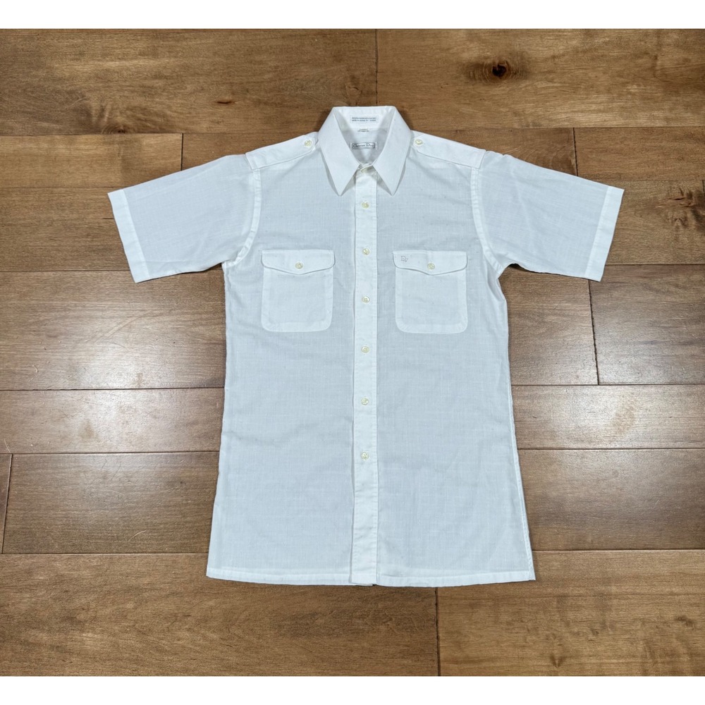 Christian Dior Button Down Shirt Epaulet Pilot White Embroidered Mens‎ Small VTG